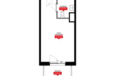 Rzut - Mieszkanie na sprzedaż 1 pokój o powierzchni 25,65 m² - numer A2 181LU w 29L - Apartamenty inwestycyjne