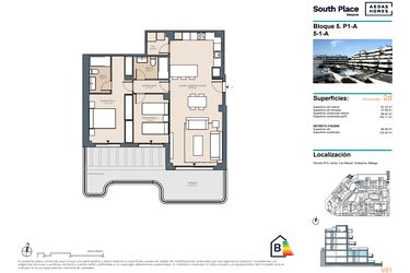 Rzut - Mieszkanie na sprzedaż 2 pokoje o powierzchni 145,11 m² - numer 04SP w South Place Las Mesas