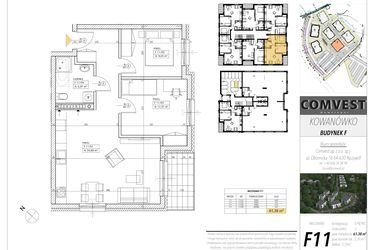 Rzut - Mieszkanie na sprzedaż 2 pokoje o powierzchni 61,38 m² - numer F11 w Kowanówko
