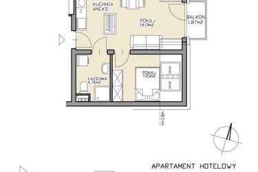 Rzut - Mieszkanie na sprzedaż 2 pokoje o powierzchni 31,18 m² - numer 12 w Apartamenty Zdrój