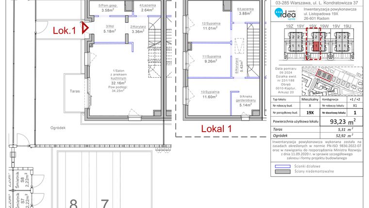 Rzut - Mieszkanie na sprzedaż 4 pokoje o powierzchni 93,23 m² - numer X1 w Osiedle Idea Ogrody 3
