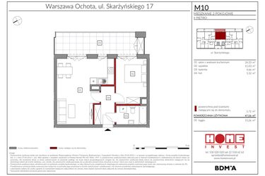 Rzut - Mieszkanie na sprzedaż 2 pokoje o powierzchni 47,06 m² - numer M10 w Rezydencja Ochota