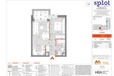 Rzut - Mieszkanie na sprzedaż 2 pokoje o powierzchni 38,15 m² - numer F1.C.04.03 w Splot Wola