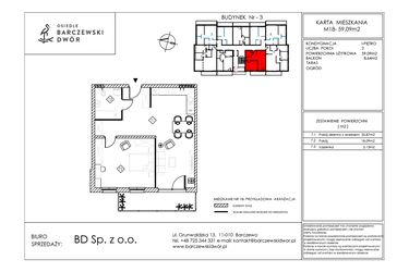 Rzut - Mieszkanie na sprzedaż 2 pokoje o powierzchni 59,09 m² - numer M18 w Osiedle Barczewski Dwór etap III