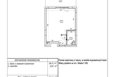Rzut - Mieszkanie na sprzedaż 1 pokój o powierzchni 33,24 m² - numer 96 w Aquamarina Dąbki