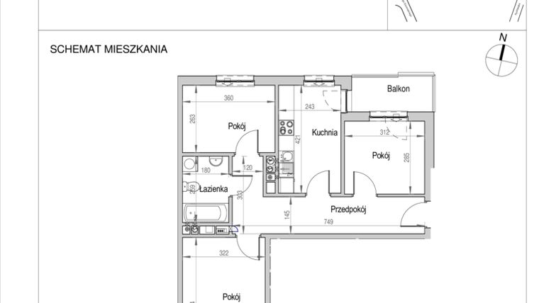 Rzut - Mieszkanie na sprzedaż 3 pokoje o powierzchni 63,2 m² - numer D.7J w Nad Odrą