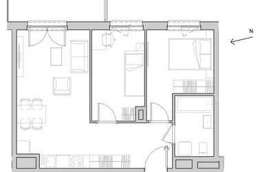 Rzut - Mieszkanie na sprzedaż 2 pokoje o powierzchni 43,72 m² - numer A.05.059 w Unii Lubelskiej Vita