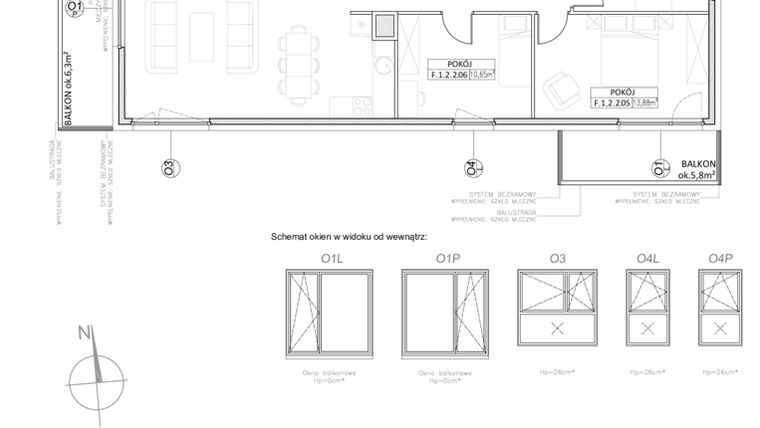 Rzut - Mieszkanie na sprzedaż 4 pokoje o powierzchni 89,86 m² - numer F.1.2.2 w Osiedle Koncept III