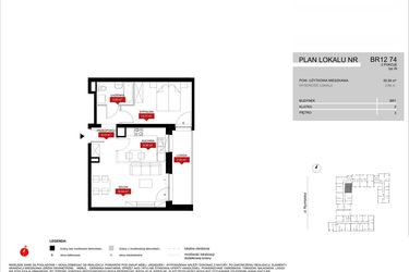 Rzut - Mieszkanie na sprzedaż 2 pokoje o powierzchni 50,59 m² - numer BR12/74 w Browary Wrocławskie 2