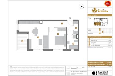 Rzut - Mieszkanie na sprzedaż 2 pokoje o powierzchni 48,3 m² - numer L.8 w Wille Biskupin II