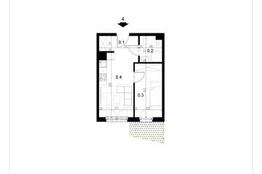Rzut - Mieszkanie na sprzedaż 2 pokoje o powierzchni 31,3 m² - numer LM4 w Kameralna Koszykarska