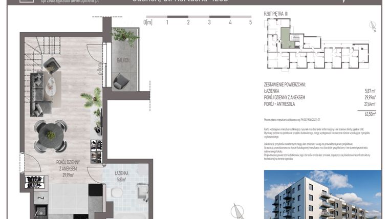 Rzut - Mieszkanie na sprzedaż 2 pokoje o powierzchni 63,5 m² - numer M.C.31 w Cichy Zakątek