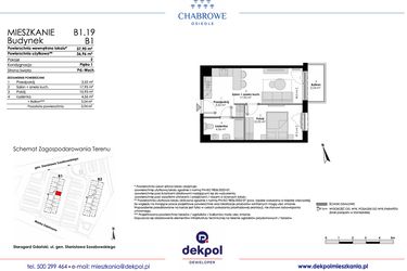 Rzut - Mieszkanie na sprzedaż 2 pokoje o powierzchni 36,96 m² - numer B1.19 w Osiedle Chabrowe
