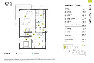 Rzut - Mieszkanie na sprzedaż 4 pokoje o powierzchni 146,8 m² - numer 6AL/1 w Skowronia