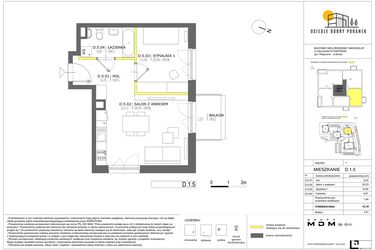 Rzut - Mieszkanie na sprzedaż 2 pokoje o powierzchni 43,34 m² - numer D.1.5 w Dobry Poranek