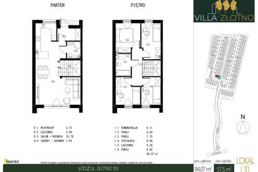 Rzut - Dom na sprzedaż 5 pokoi o powierzchni 84,7 m² - numer J10 w Villa Złotno