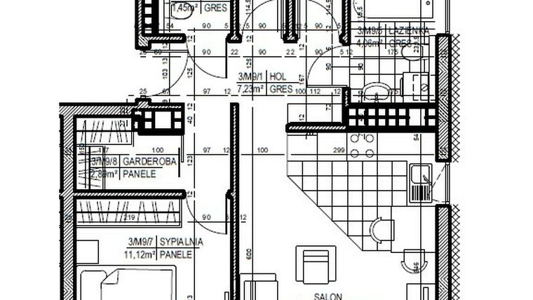 Rzut - Mieszkanie na sprzedaż 4 pokoje o powierzchni 65,12 m² - numer 9 w Staroniwskie Sady etap II