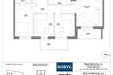 Rzut - Mieszkanie na sprzedaż 4 pokoje o powierzchni 75,43 m² - numer C.6M05 w Początek Piątkowo bud. C