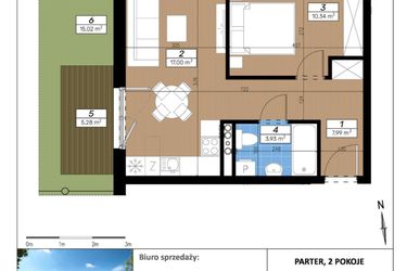 Rzut - Mieszkanie na sprzedaż 2 pokoje o powierzchni 39,26 m² - numer D/0/4 w Limone