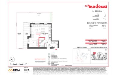 Rzut - Mieszkanie na sprzedaż 1 pokój o powierzchni 48,74 m² - numer A.143 w Modena II