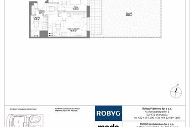 Rzut - Mieszkanie na sprzedaż 2 pokoje o powierzchni 39,73 m² - numer H3_0M04 w Piątkowo Residence etap II