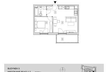 Rzut - Mieszkanie na sprzedaż 1 pokój o powierzchni 41,28 m² - numer B5-K3-1-2 w ATAL Strachowicka II