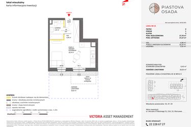 Rzut - Mieszkanie na sprzedaż 1 pokój o powierzchni 27,7 m² - numer E.23 w Piastova Osada
