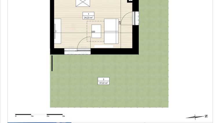 Rzut - Mieszkanie na sprzedaż 1 pokój o powierzchni 27,87 m² - numer B3/0/4 w Montano bud. B3 - apartamenty inwestycyjne