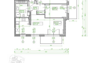 Rzut - Mieszkanie na sprzedaż 3 pokoje o powierzchni 55,01 m² - numer A.II.1 w Villa Rosenthal