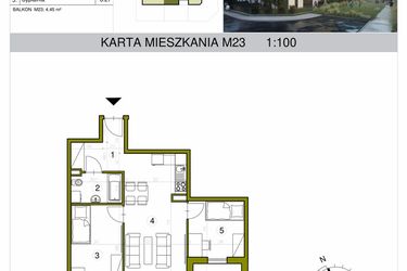 Rzut - Mieszkanie na sprzedaż 3 pokoje o powierzchni 51,56 m² - numer M23 w Kameralna Golikówka