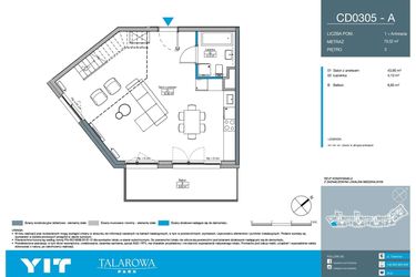 Rzut - Mieszkanie na sprzedaż 1 pokój o powierzchni 79,52 m² - numer CD0305 w Talarowa Park