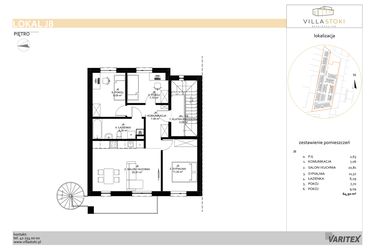Rzut - Mieszkanie na sprzedaż 4 pokoje o powierzchni 64,9 m² - numer J8 w Villa Stoki (mieszkania)