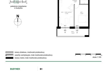Rzut - Mieszkanie na sprzedaż 2 pokoje o powierzchni 38,32 m² - numer 13 w Wędrowna