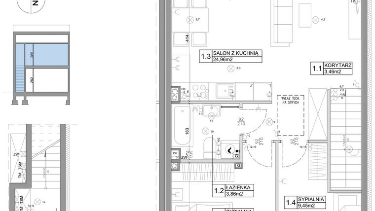 Rzut - Mieszkanie na sprzedaż 3 pokoje o powierzchni 61,95 m² - numer 46 w Boska Ksawerowska III