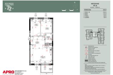 Rzut - Mieszkanie na sprzedaż 3 pokoje o powierzchni 63,78 m² - numer 28 w Wspólnota Mieszkaniowa Gajowa 72
