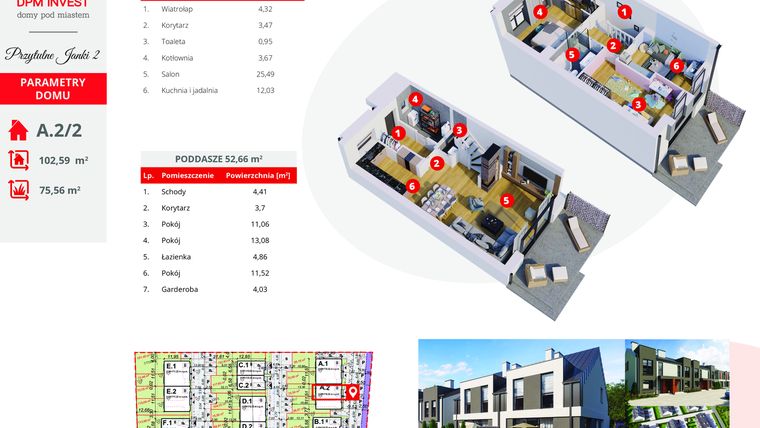 Rzut - Dom na sprzedaż 4 pokoje o powierzchni 102,5 m² - numer A.2/2 w Osiedle Przytulne Janki II etap 2