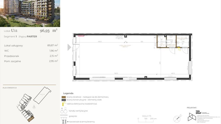 Rzut - Lokal użytkowy na sprzedaż 1 pokój o powierzchni 96,93 m² - numer LU11 w LUXURY POINT