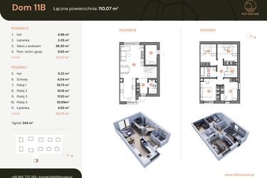 Rzut - Dom na sprzedaż 5 pokoi o powierzchni 110,08 m² - numer 11b w Klif Oksywie