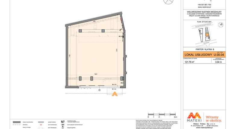 Rzut - Lokal użytkowy na sprzedaż 1 pokój o powierzchni 121,79 m² - numer U.00.04 w Na Okrzei