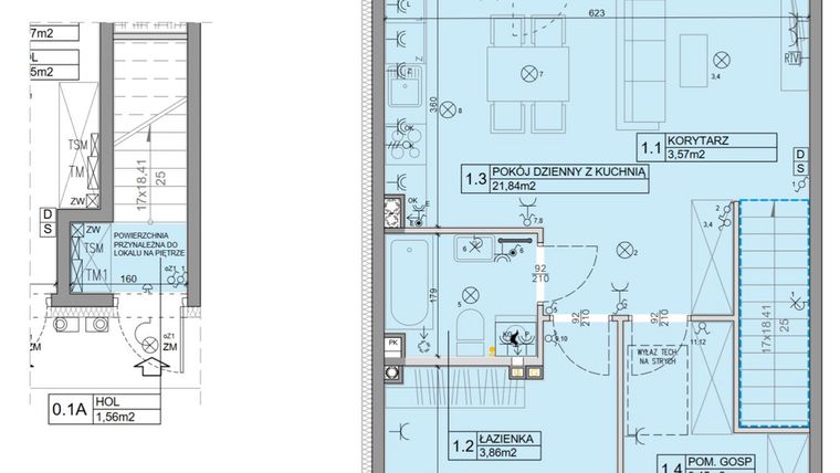 Rzut - Mieszkanie na sprzedaż 3 pokoje o powierzchni 56,07 m² - numer 48 w Manufaktura Marki 2 etap III