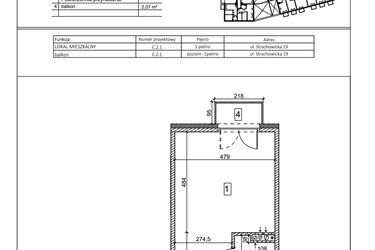 Rzut - Mieszkanie na sprzedaż 1 pokój o powierzchni 33,03 m² - numer C.2.1 w IVY HOUSE - Apartamenty inwestycyjne