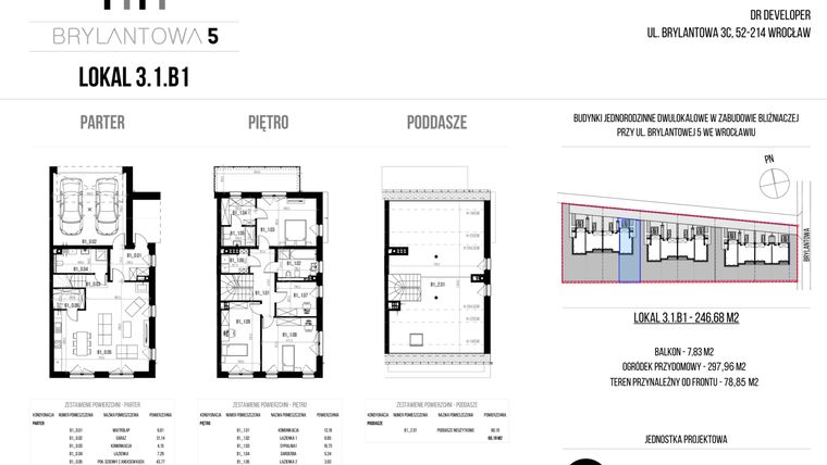 Rzut - Dom na sprzedaż 5 pokoi o powierzchni 246,68 m² - numer 3.1.B1 w Brylantowa 5