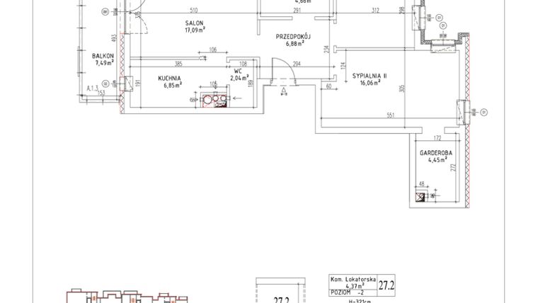 Rzut - Mieszkanie na sprzedaż 3 pokoje o powierzchni 67,33 m² - numer M-18 w Nałęczowska