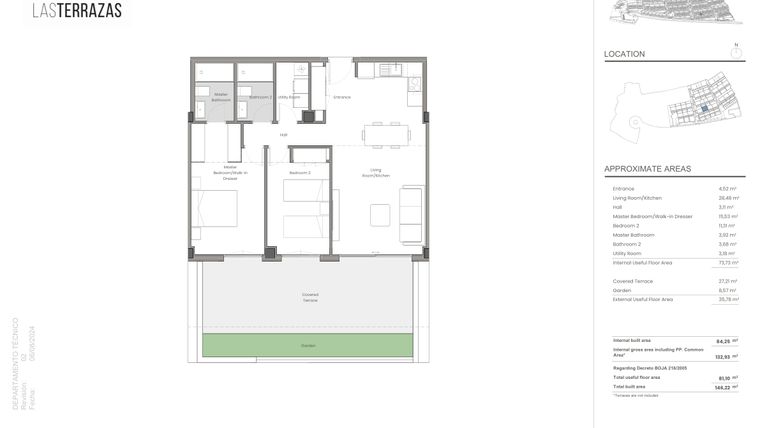 Rzut - Mieszkanie na sprzedaż 2 pokoje o powierzchni 133 m² - numer B4.P01 w Las Terrazaz de Macenas