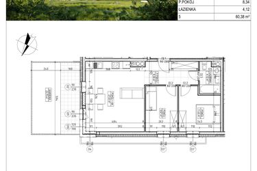 Rzut - Mieszkanie na sprzedaż 3 pokoje o powierzchni 60,38 m² - numer C5.00.30 w Osiedle Panorama Wiślana Etap IV - budynek C5