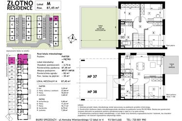 Rzut - Mieszkanie na sprzedaż 5 pokoi o powierzchni 87,45 m² - numer M w Złotno Residence