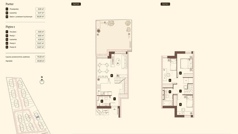 Rzut - Mieszkanie na sprzedaż 4 pokoje o powierzchni 75,02 m² - numer 17.2 w Bukowa