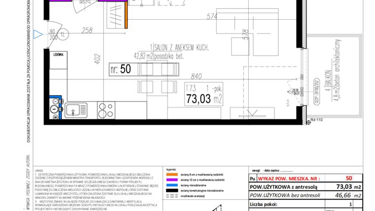 Rzut - Mieszkanie na sprzedaż 1 pokój o powierzchni 73,02 m² - numer 50 w Strumykowa