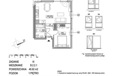 Rzut - Mieszkanie na sprzedaż 2 pokoje o powierzchni 47,1 m² - numer B.2.2.1 w Atut III
