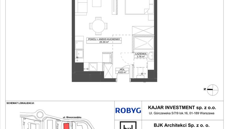 Rzut - Mieszkanie na sprzedaż 1 pokój o powierzchni 33,71 m² - numer C.1M04 w Foresteria